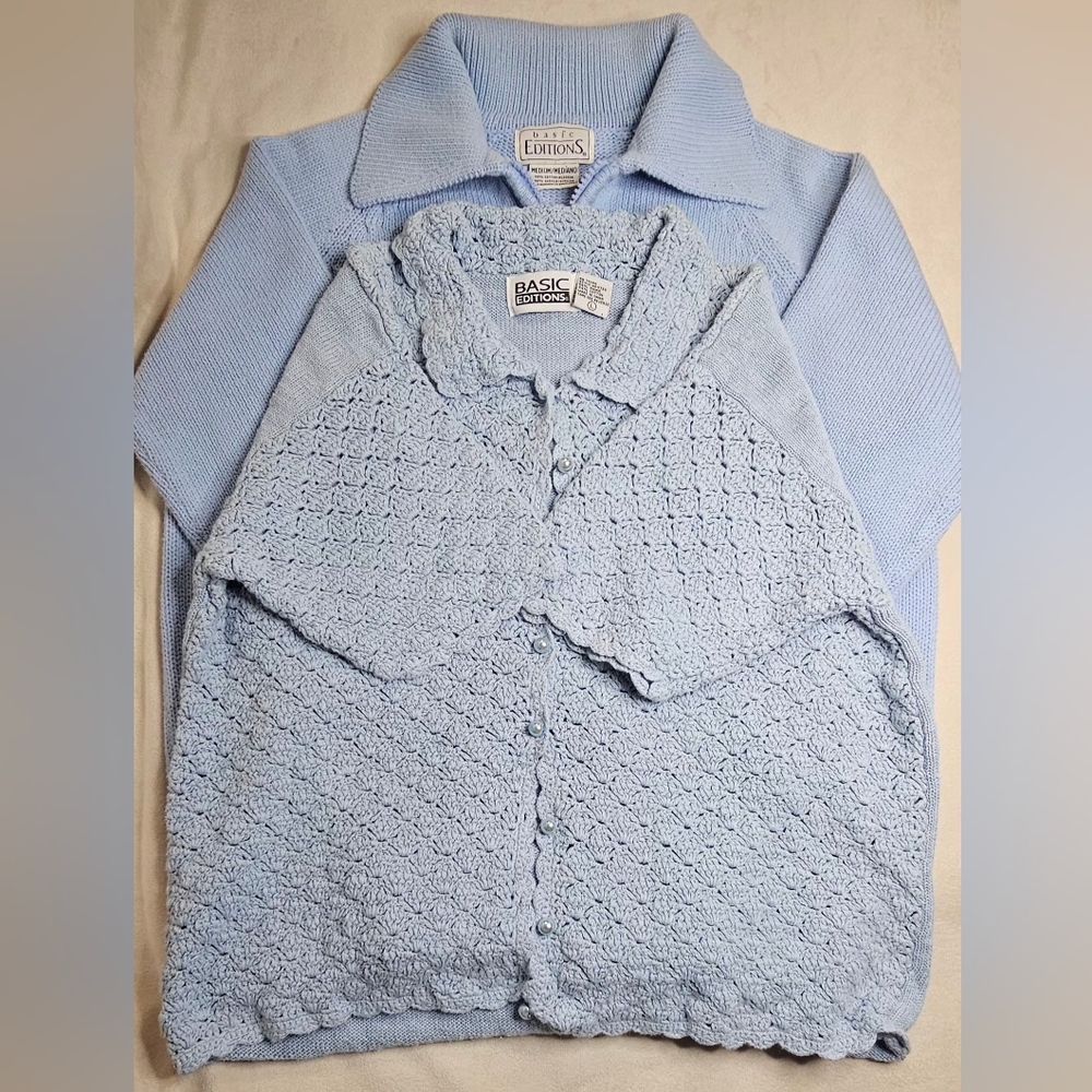 Basic Editions Sky Blue Knit Sweaters